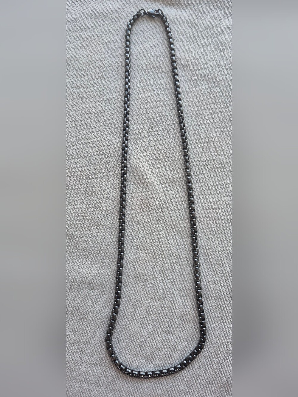 Men's Black Box Chain Necklace - Unbranded